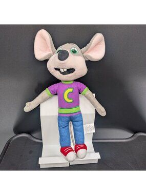 Chuck E Cheese Mouse Plushie Shirt C Logo Denim Jeans Red Sneakers Stuffed Toy